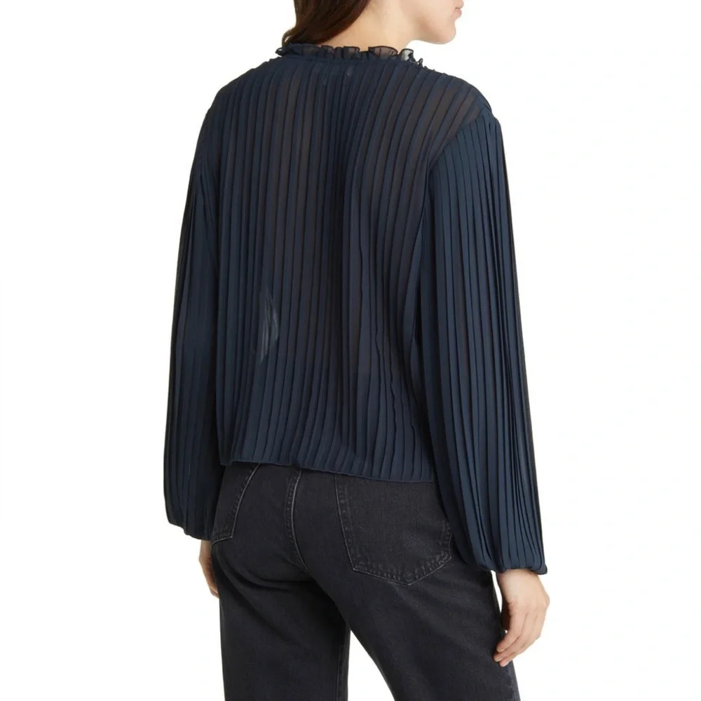 NWT💕FRAME Pleated Tie-Front Top Size XS - Picture 5 of 15